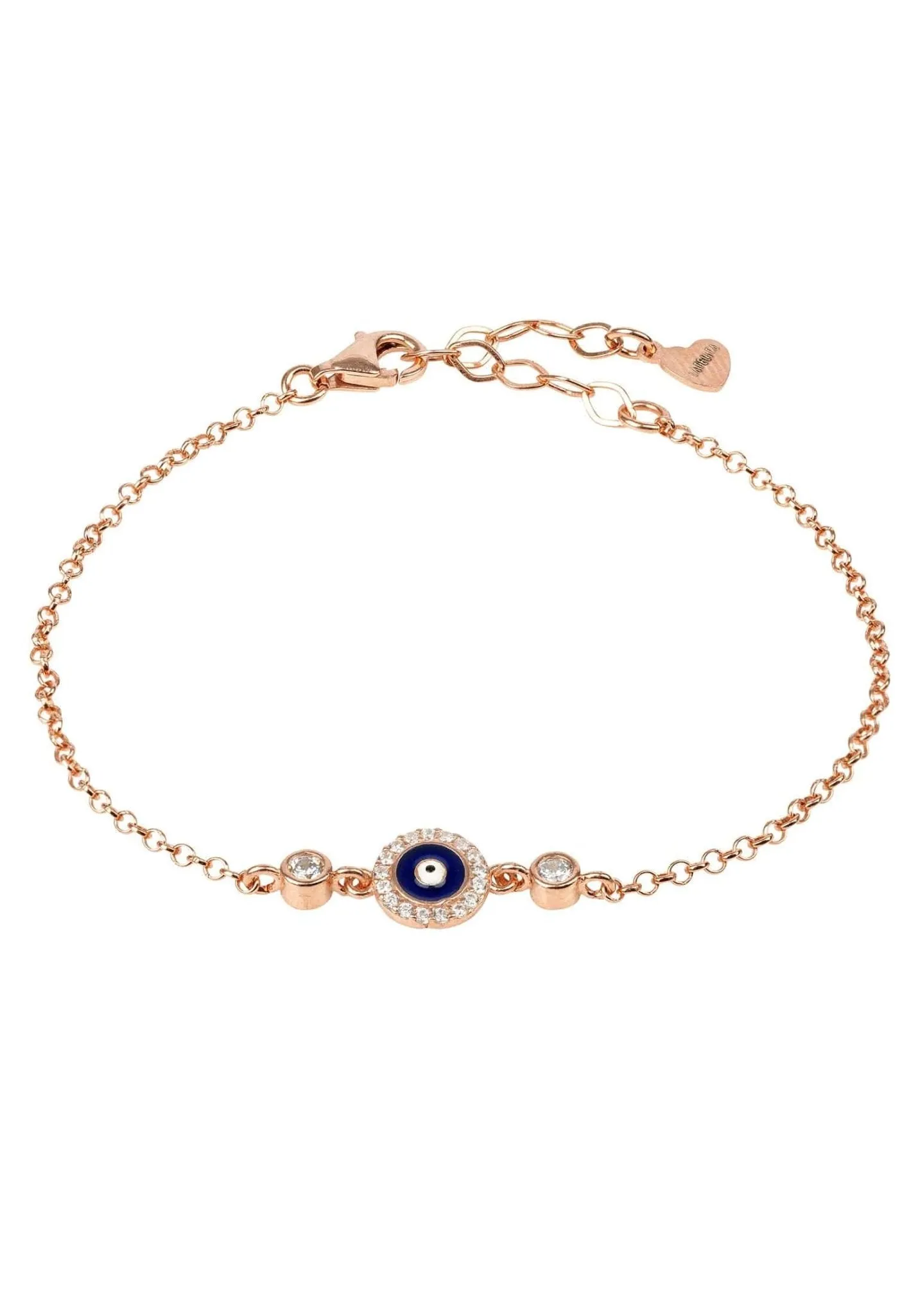 Evil Eye Enamel Dark Blue Bracelet Rosegold