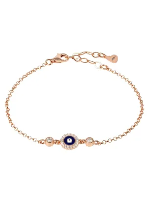 Evil Eye Enamel Dark Blue Bracelet Rosegold
