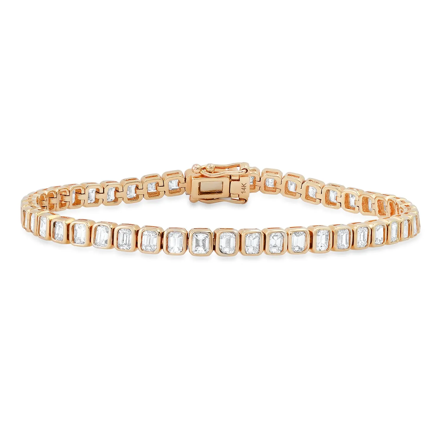 Fancy Bezel Set Emerald Cut Diamond Tennis Bracelet