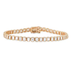 Fancy Bezel Set Emerald Cut Diamond Tennis Bracelet