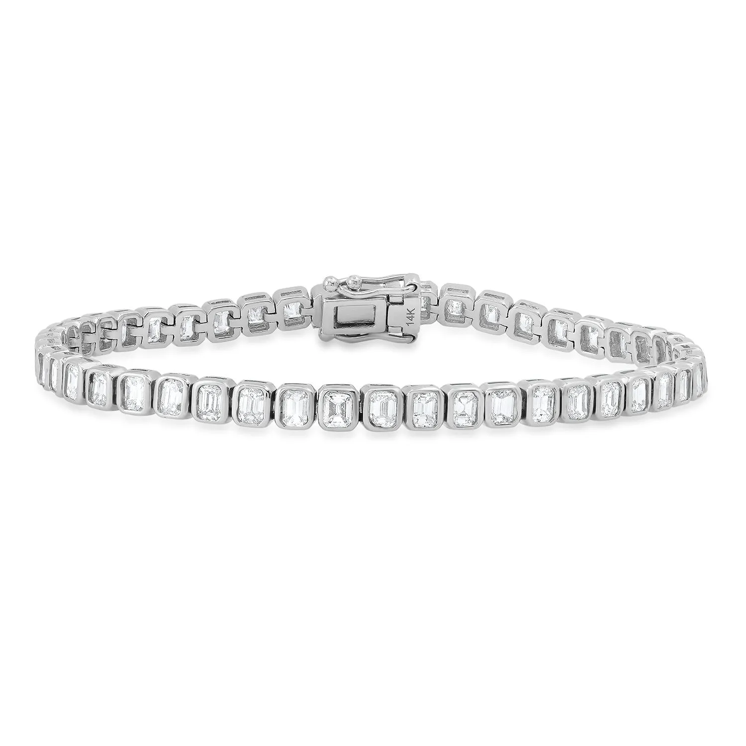 Fancy Bezel Set Emerald Cut Diamond Tennis Bracelet