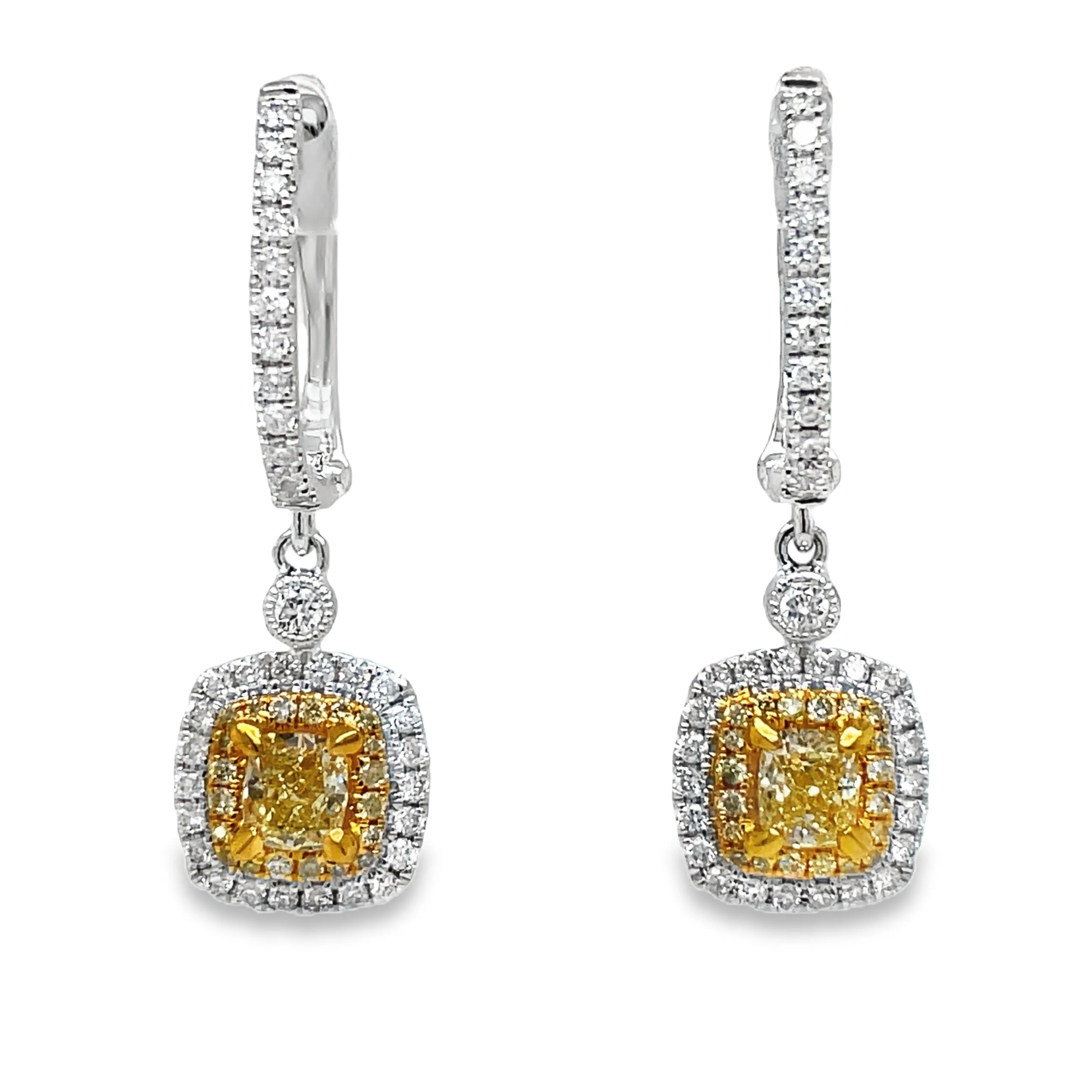 Fancy Yellow Diamond Drop Earrings