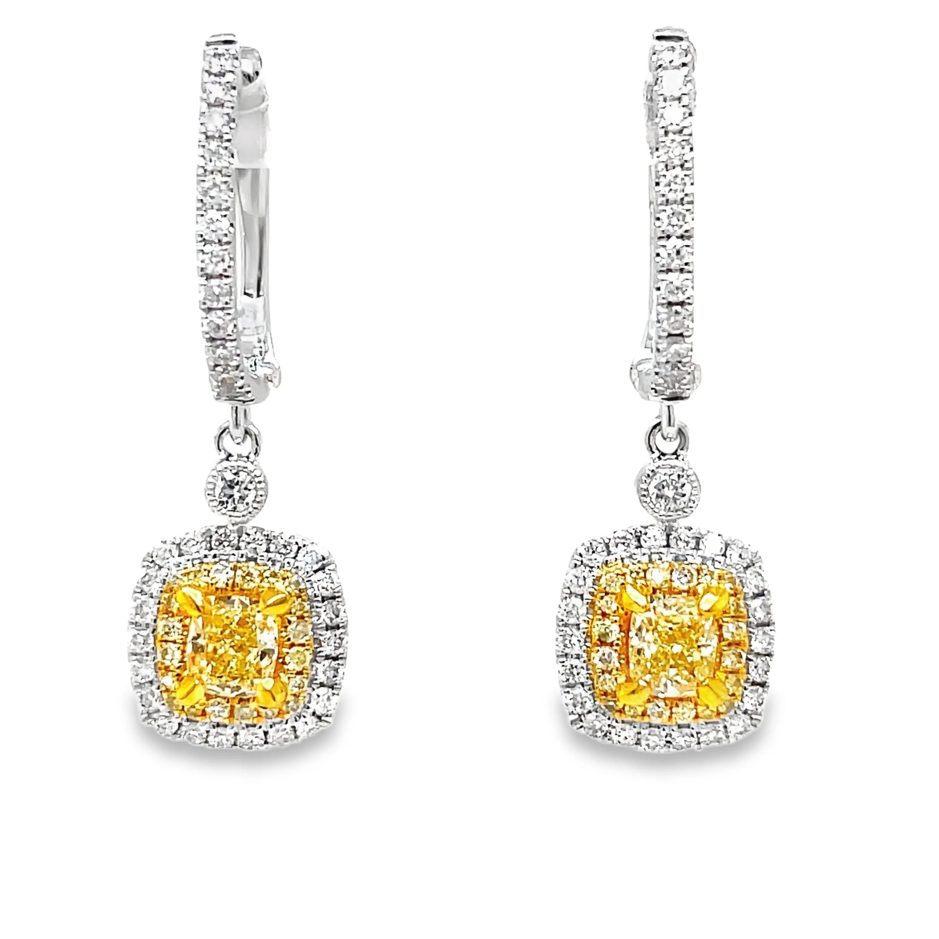 Fancy Yellow Diamond Drop Earrings