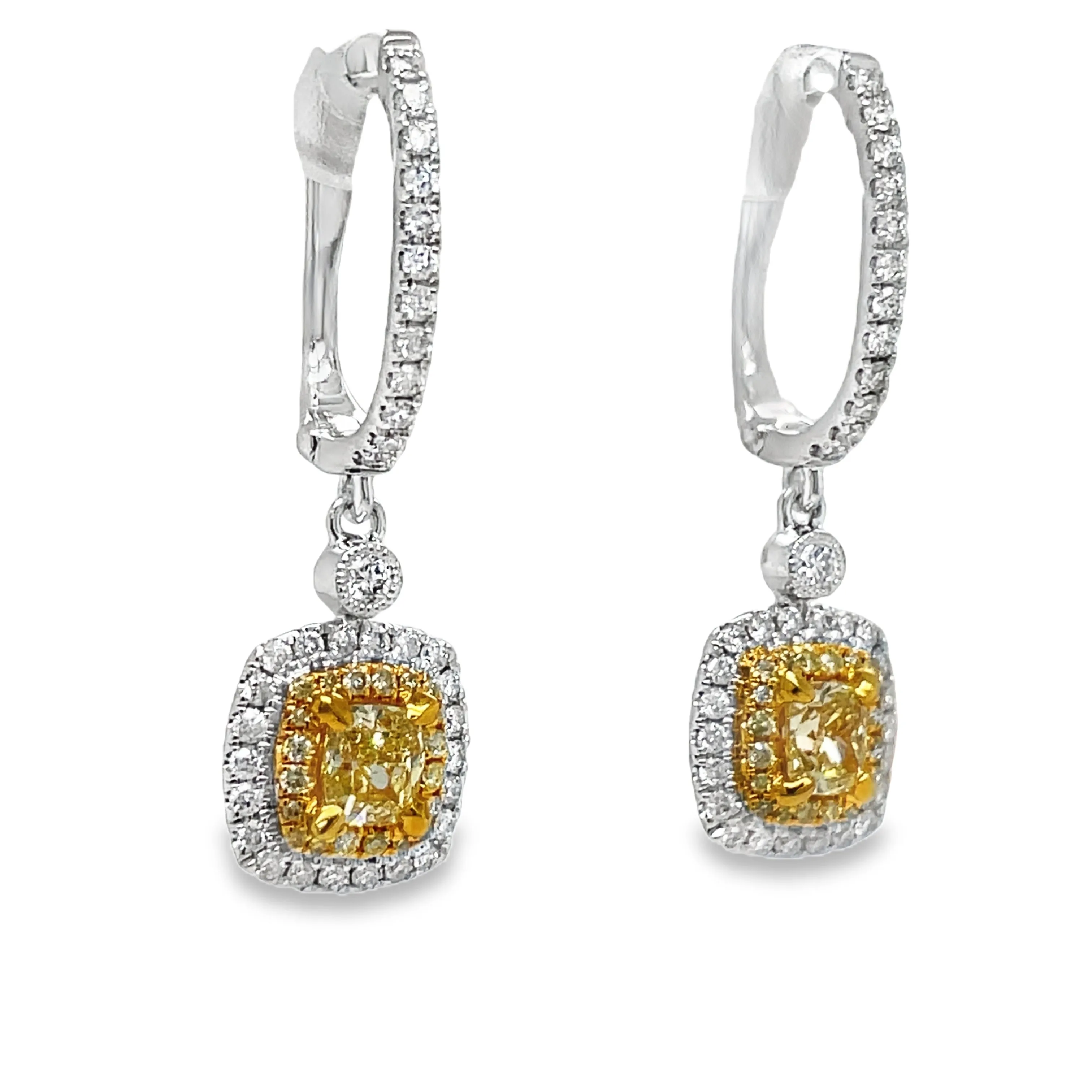 Fancy Yellow Diamond Drop Earrings
