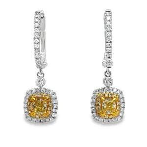 Fancy Yellow Diamond Drop Earrings