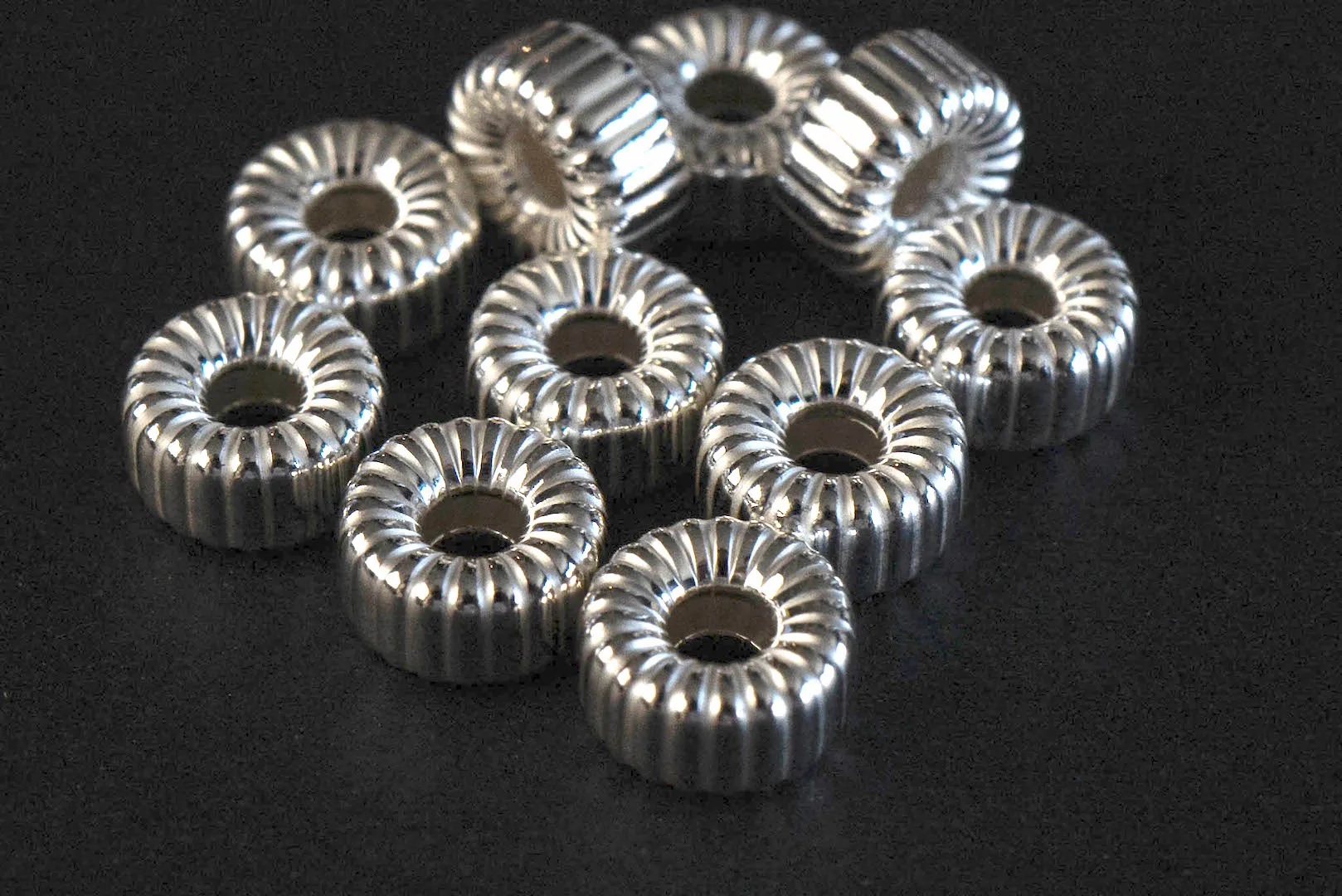 First Arrow's 'Flat Ridged' Silver Beads (O-199)