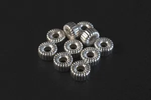 First Arrow's 'Flat Ridged' Silver Beads (O-199)