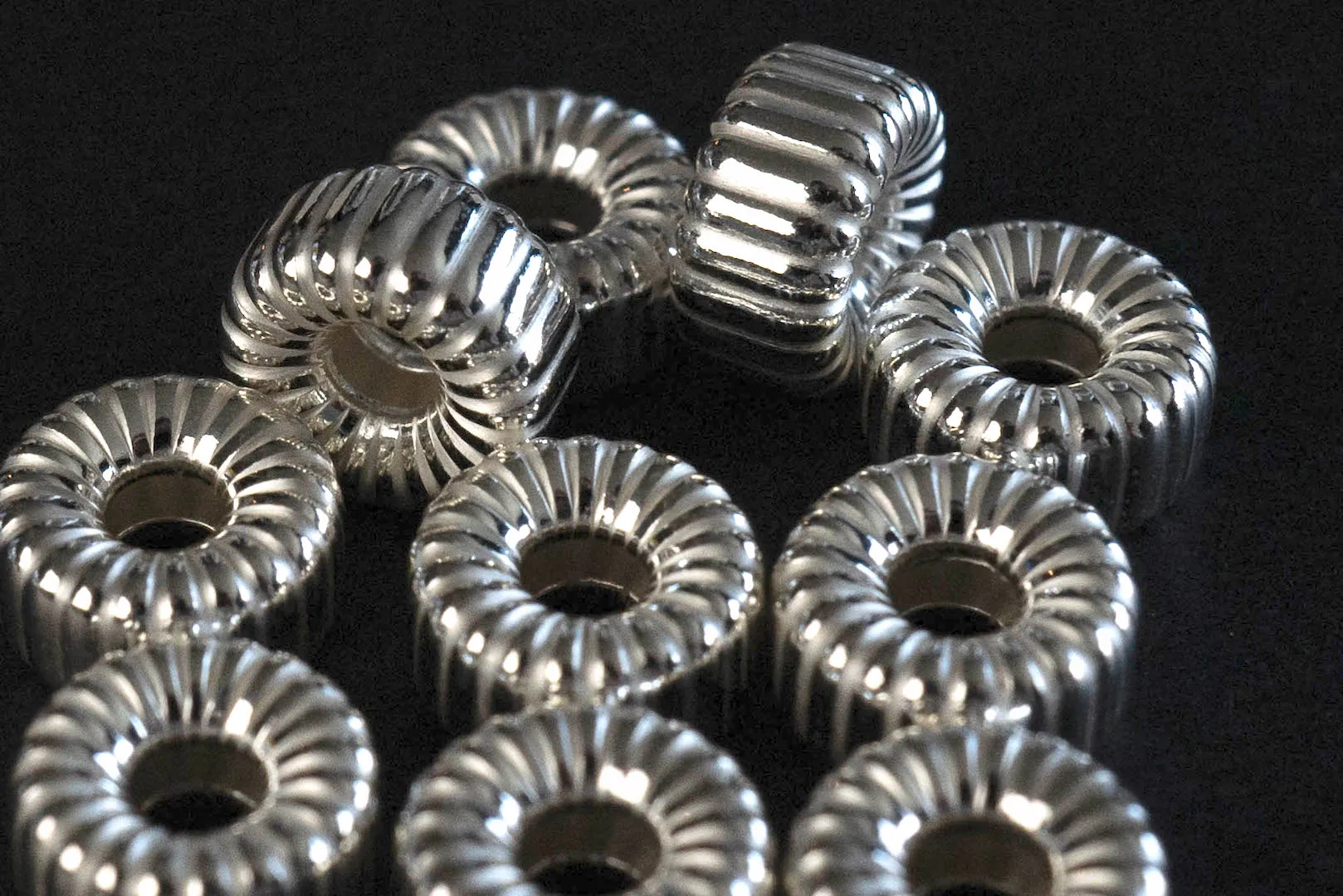 First Arrow's 'Flat Ridged' Silver Beads (O-199)