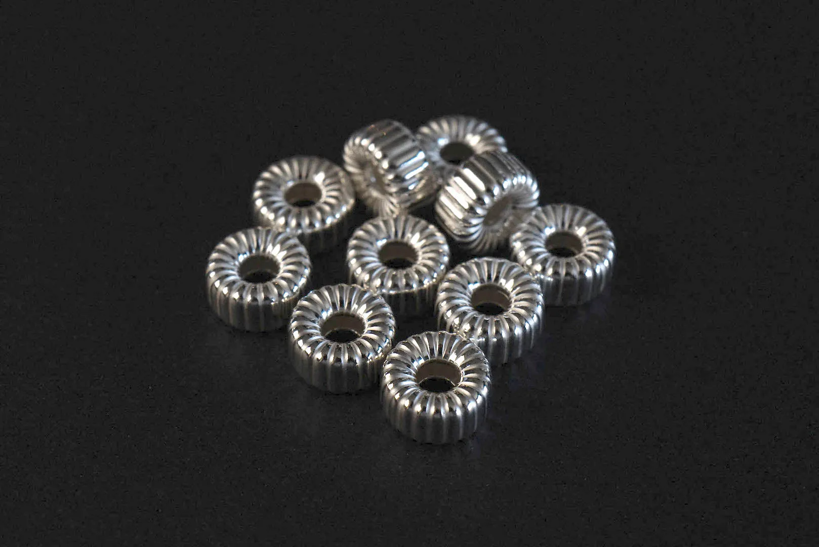 First Arrow's 'Flat Ridged' Silver Beads (O-199)