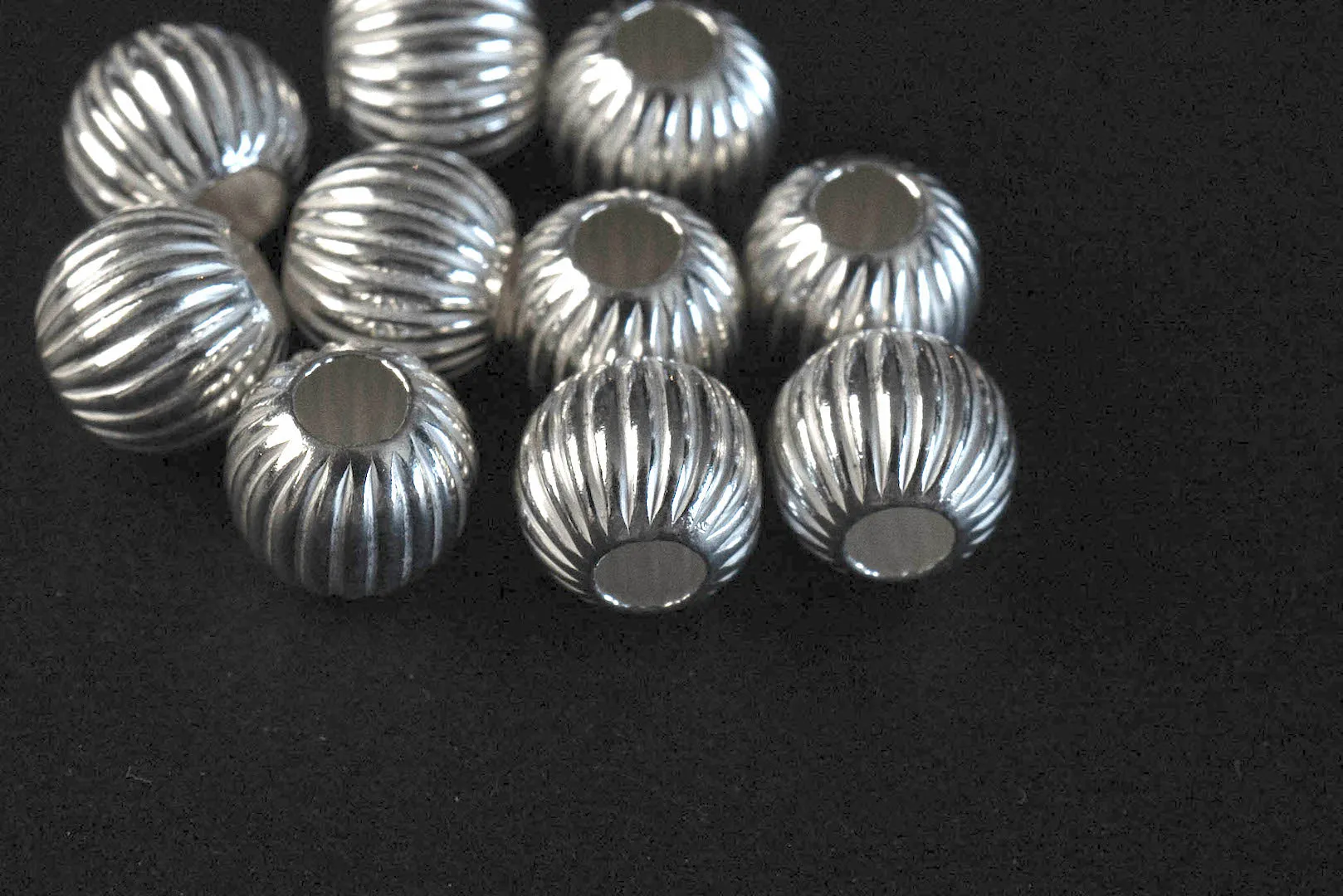 First Arrow's 'Ridged Ball' Silver Beads (O-103)
