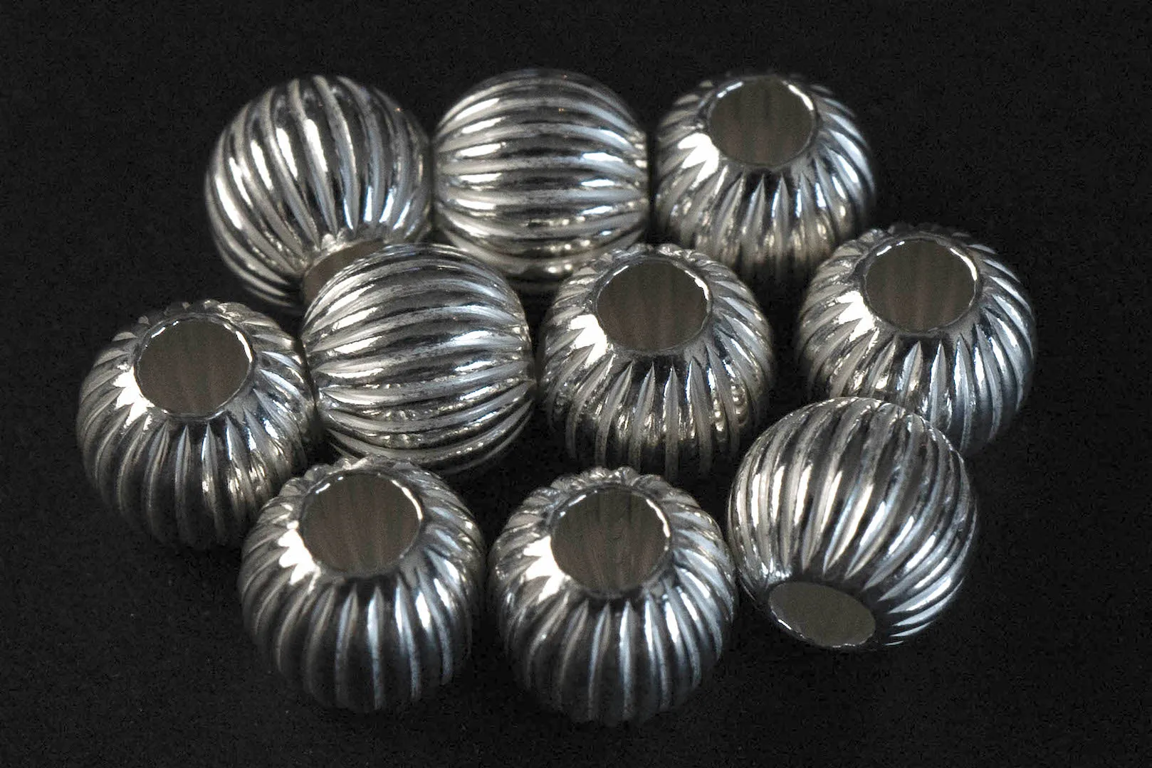 First Arrow's 'Ridged Ball' Silver Beads (O-103)