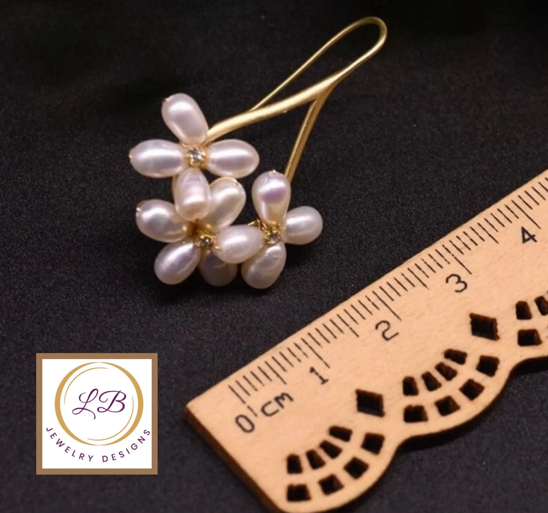 Freshwater Pearl Flower Cluster Dangle Earrings 2”