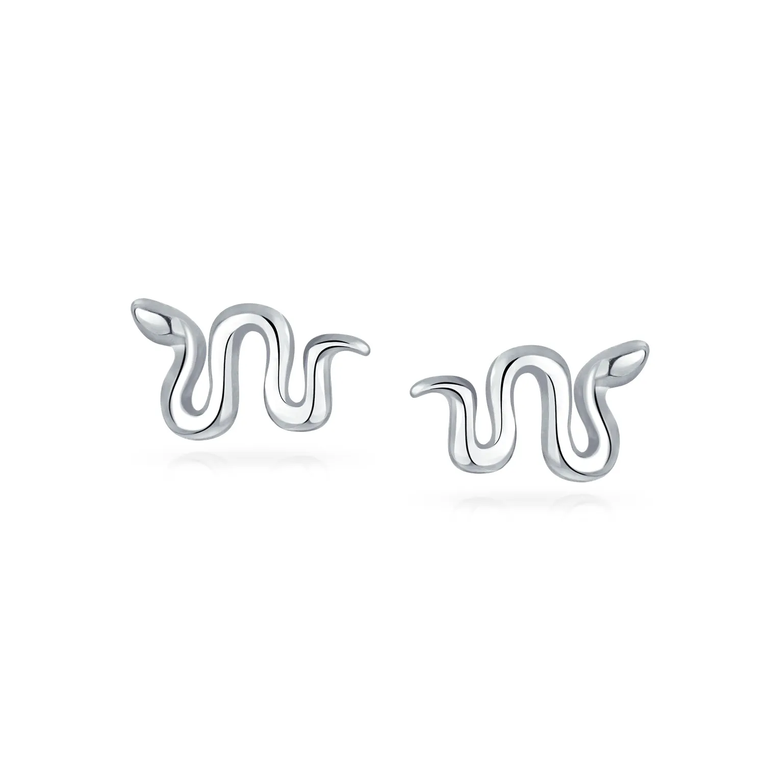 Garden Crawler Reptile Serpent Snake Stud Earrings, Yellow Rose Gold Sterling Silver