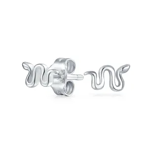 Garden Crawler Reptile Serpent Snake Stud Earrings, Yellow Rose Gold Sterling Silver