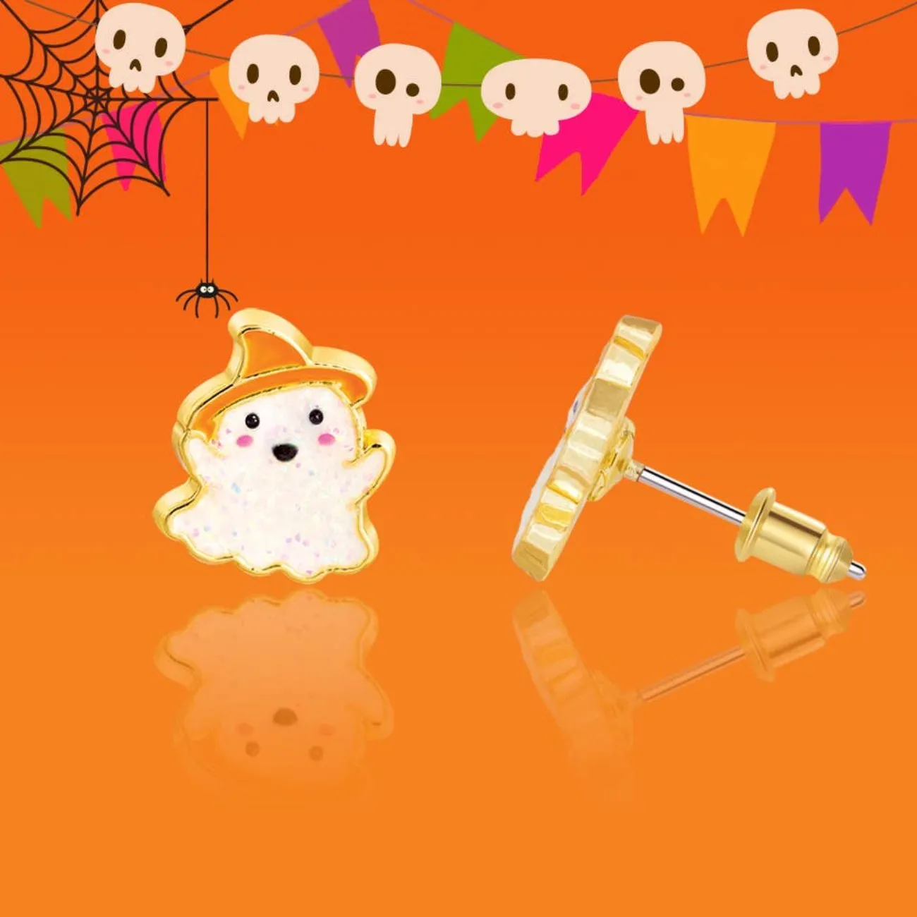 Girl Nation Halloween Glitter Ghost Stud Kids Earrings