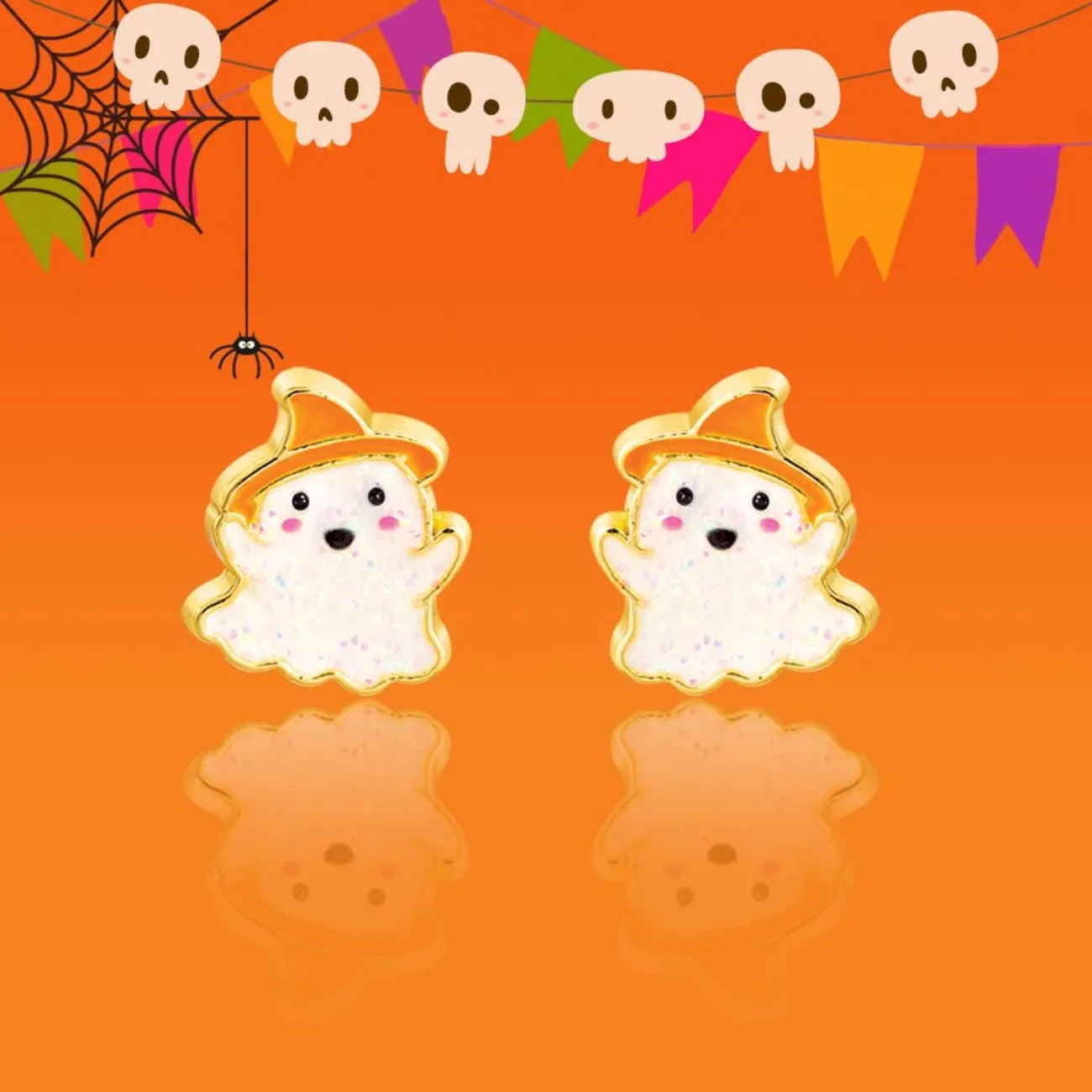 Girl Nation Halloween Glitter Ghost Stud Kids Earrings