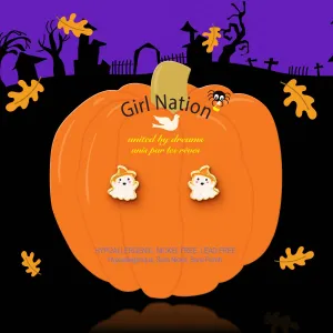Girl Nation Halloween Glitter Ghost Stud Kids Earrings