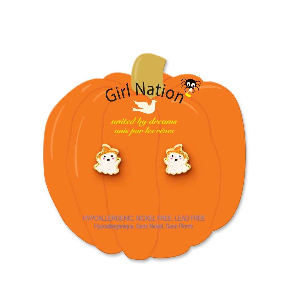 Girl Nation Halloween Glitter Ghost Stud Kids Earrings
