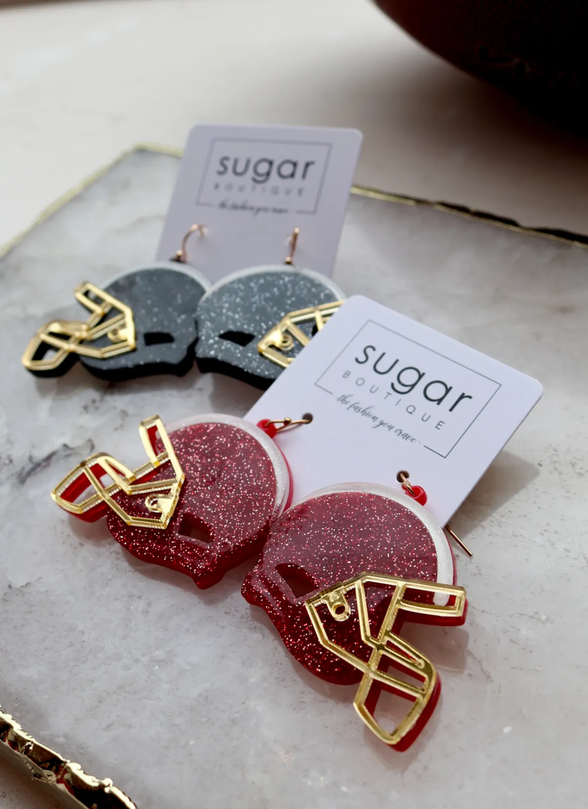 Glitter Acrylic Helmet Earring