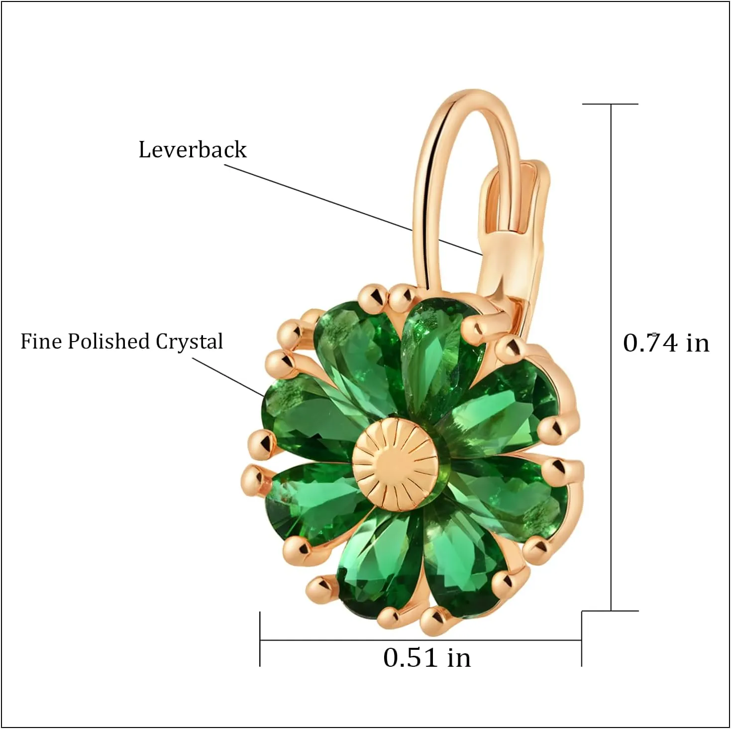 Gold Flower Earrings Birthstone Leverback Earrings Hypoallergenic Vintage Floral Earrings for Women Trendy