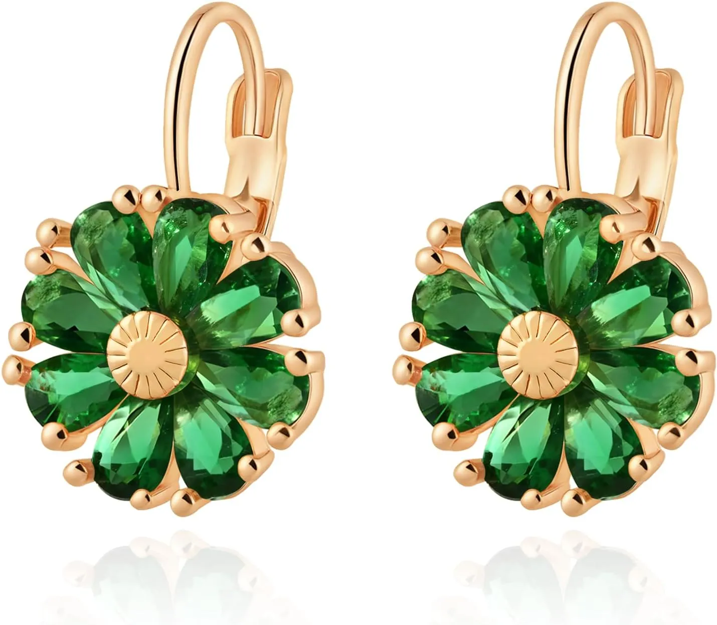 Gold Flower Earrings Birthstone Leverback Earrings Hypoallergenic Vintage Floral Earrings for Women Trendy