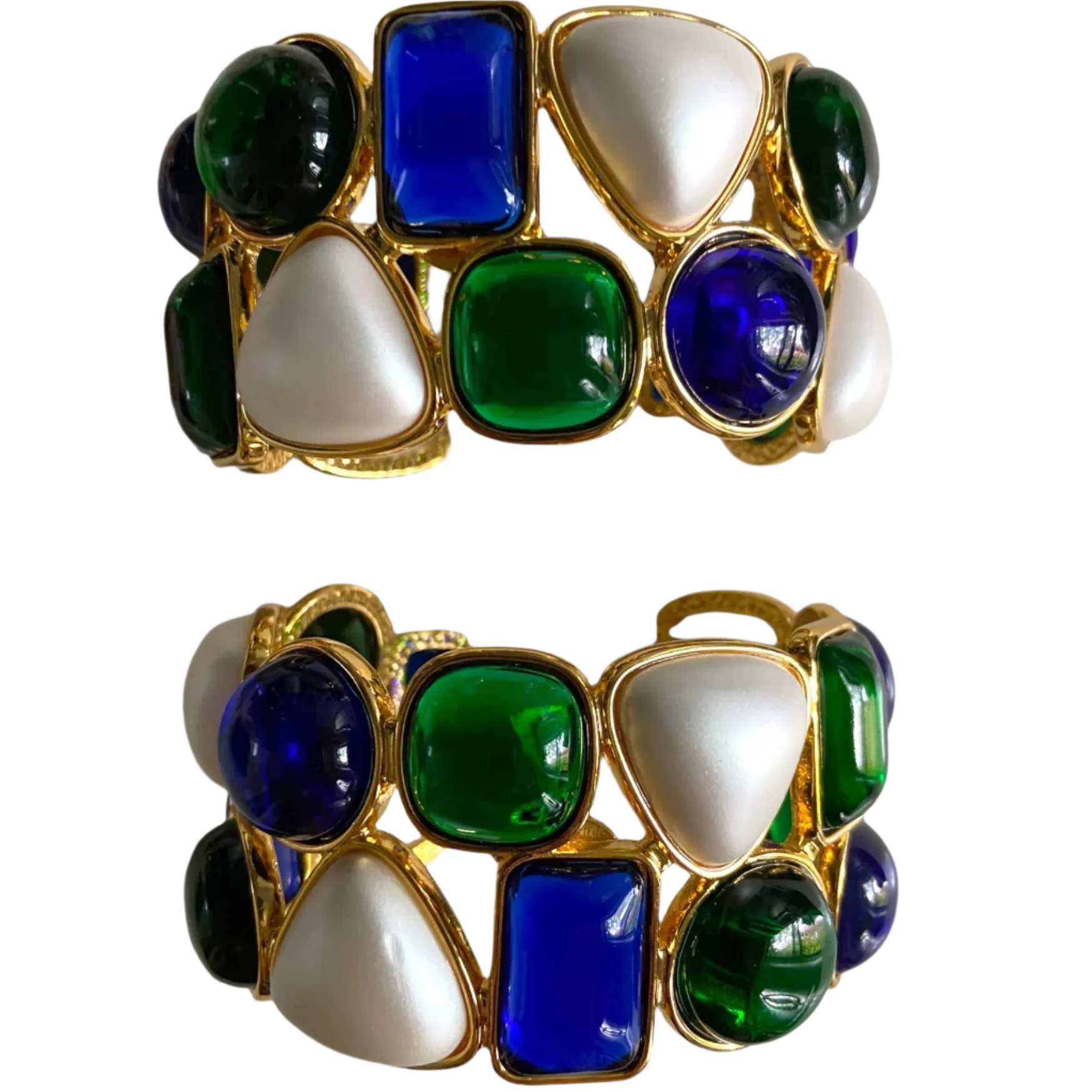 Gorgeous Resin Jewel and Pearl Cuff Bracelet