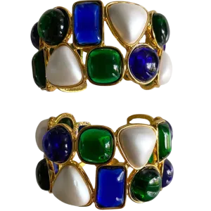 Gorgeous Resin Jewel and Pearl Cuff Bracelet