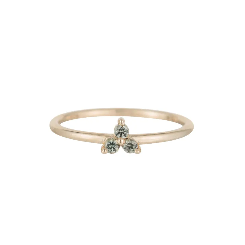 Green Sapphire Triad Ring