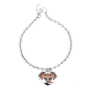 Gucci Double G Heart Pink Opal Silver Bracelet
