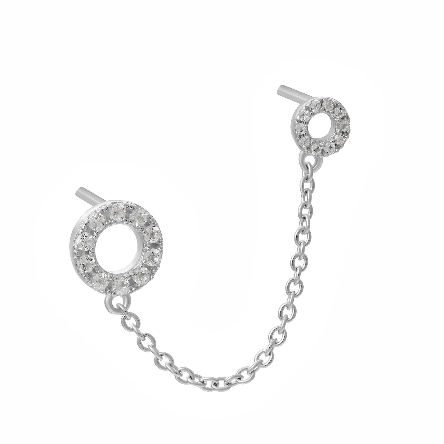 Halo Double Post Earring in Sterling Silver