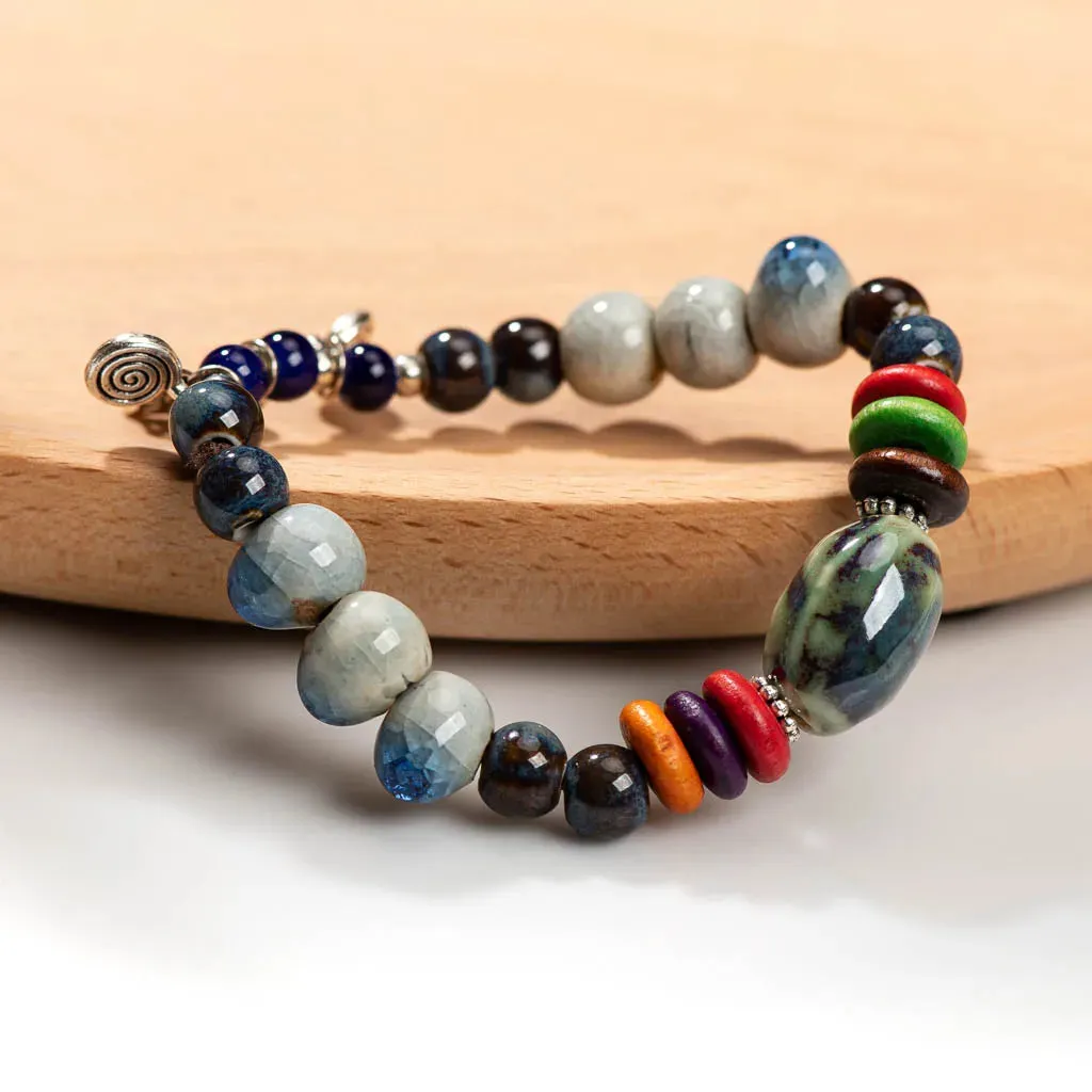 Handmade Ceramic Cracked Ice Vintage Single-Layer Bracelet