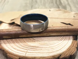 Handmade Fingerprint Comic Rings set, Love Rings, Kiss Matching Wedding Rings Titanium, Blue Mens Rings 6mm