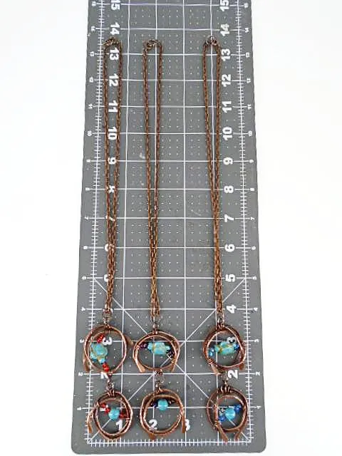 Handmade Tarnished Solid Copper Unique Wrapped Pendant with Turquoise Howlite Turtle and Glass Beads