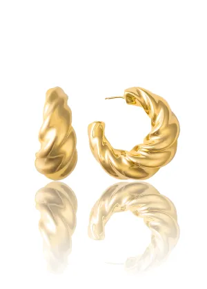 High End Exclusive Thick Croissant Twist Hoops Earrings (L496)