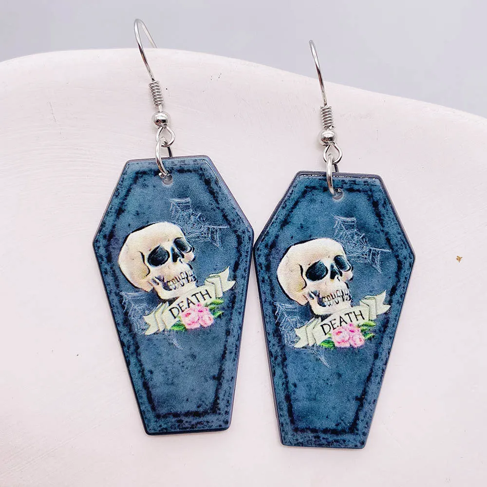 Horror Joker Coffin Halloween Acrylic earrings