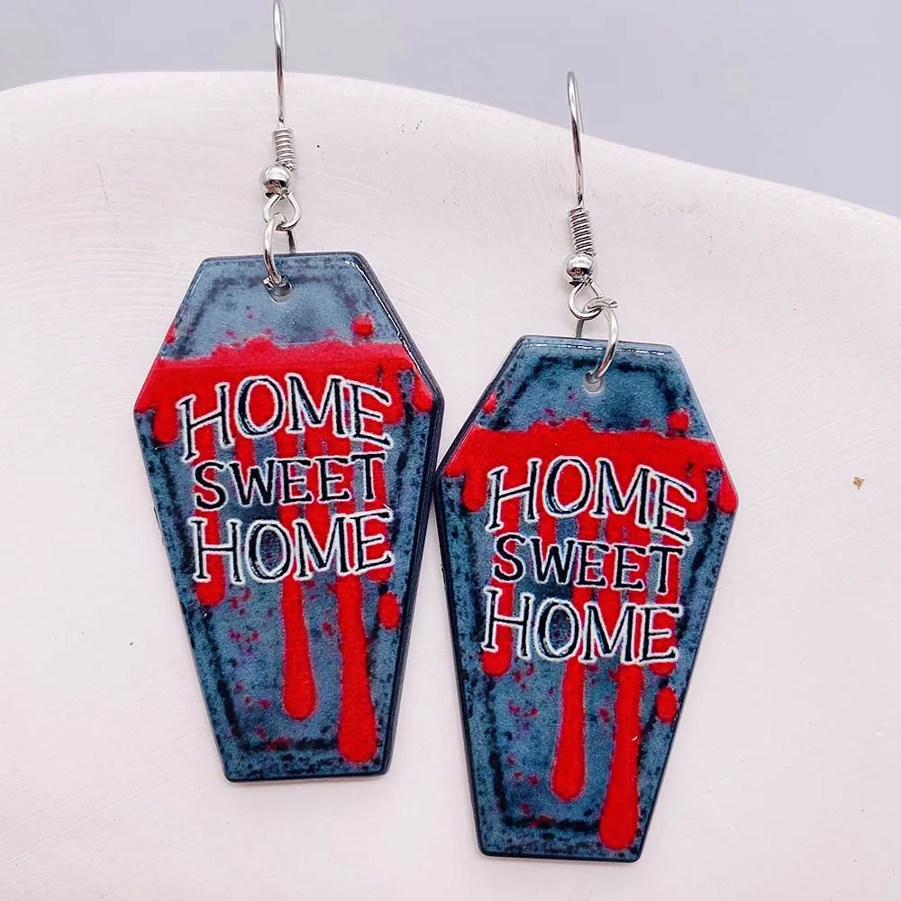 Horror Joker Coffin Halloween Acrylic earrings