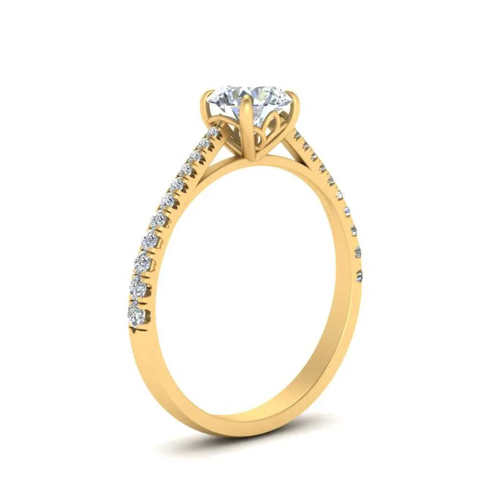 IGI Certified 1/2 - 5 Carat Lab Grown Diamond Graduated French Pave Women Engagement Ring 14K Gold