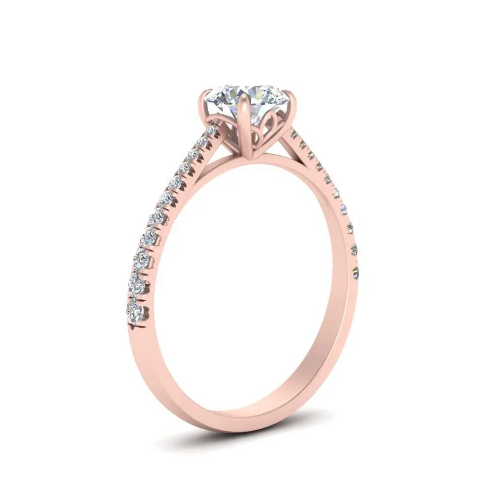 IGI Certified 1/2 - 5 Carat Lab Grown Diamond Graduated French Pave Women Engagement Ring 14K Gold
