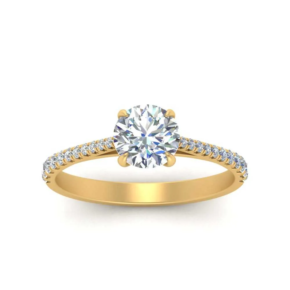 IGI Certified 1/2 - 5 Carat Lab Grown Diamond Graduated French Pave Women Engagement Ring 14K Gold