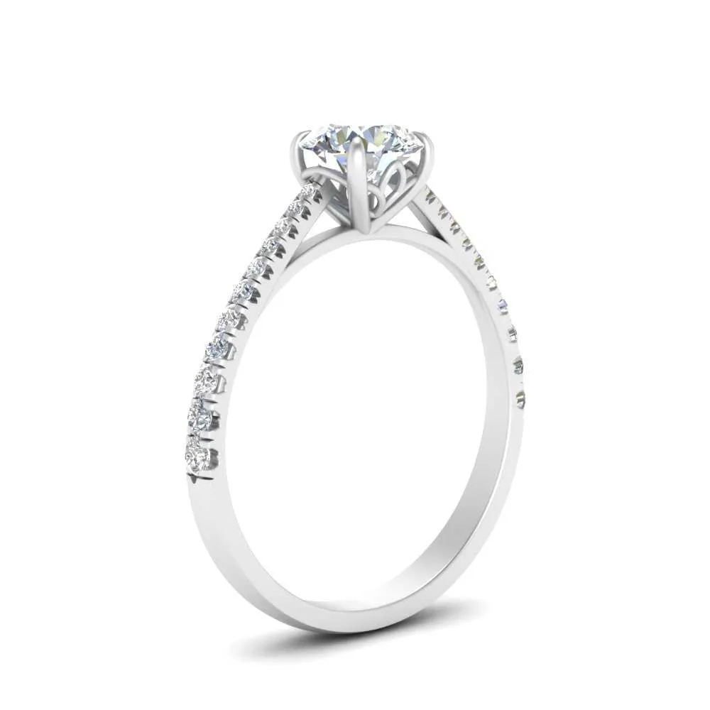 IGI Certified 1/2 - 5 Carat Lab Grown Diamond Graduated French Pave Women Engagement Ring 14K Gold