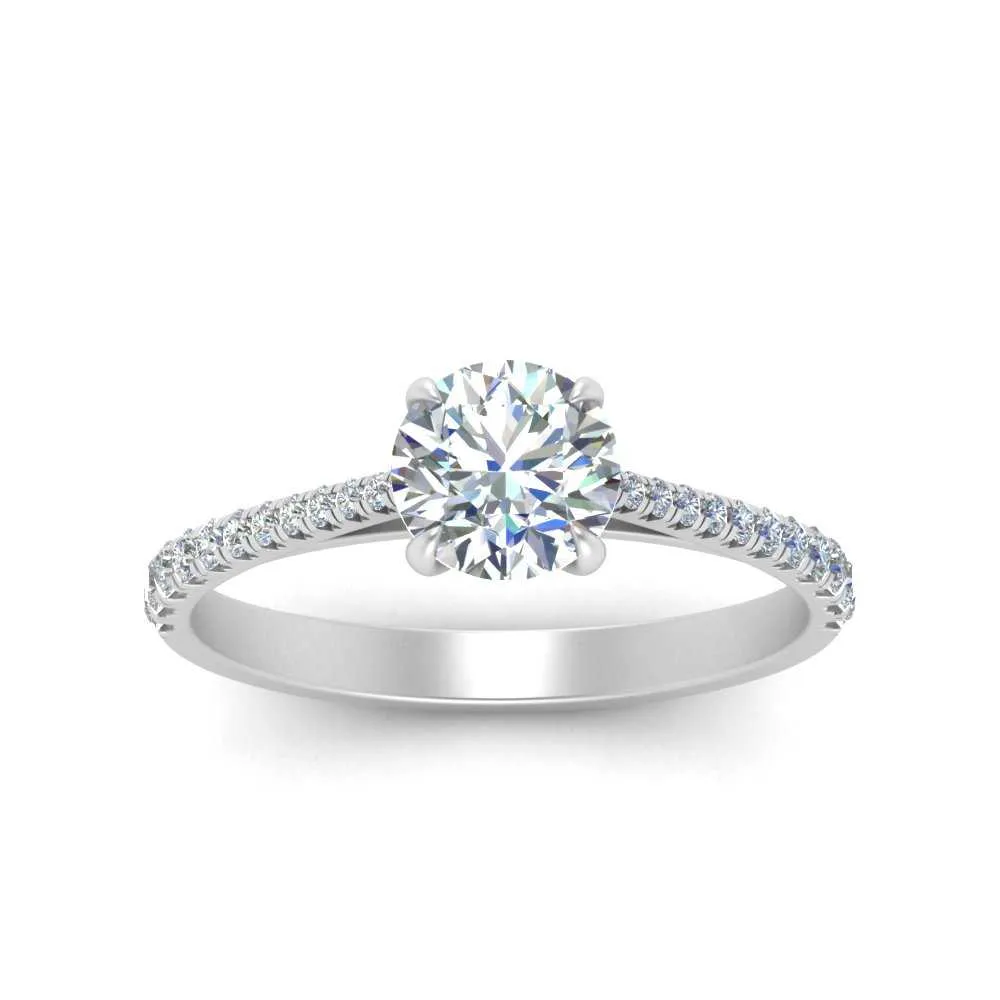 IGI Certified 1/2 - 5 Carat Lab Grown Diamond Graduated French Pave Women Engagement Ring 14K Gold