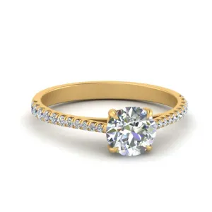 IGI Certified 1/2 - 5 Carat Lab Grown Diamond Graduated French Pave Women Engagement Ring 14K Gold