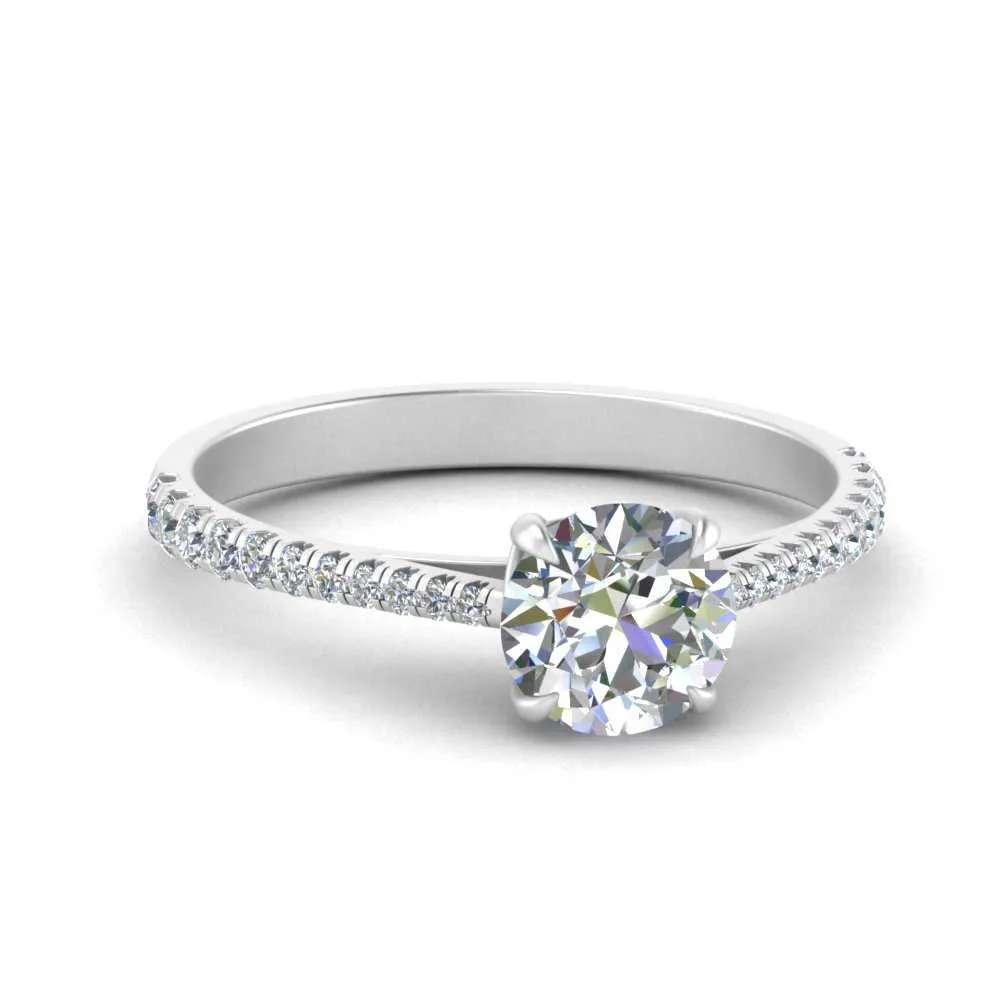 IGI Certified 1/2 - 5 Carat Lab Grown Diamond Graduated French Pave Women Engagement Ring 14K Gold
