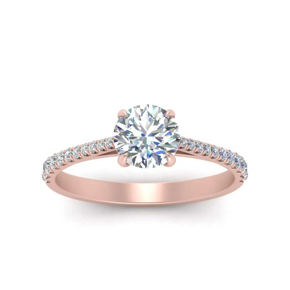 IGI Certified 1/2 - 5 Carat Lab Grown Diamond Graduated French Pave Women Engagement Ring 14K Gold