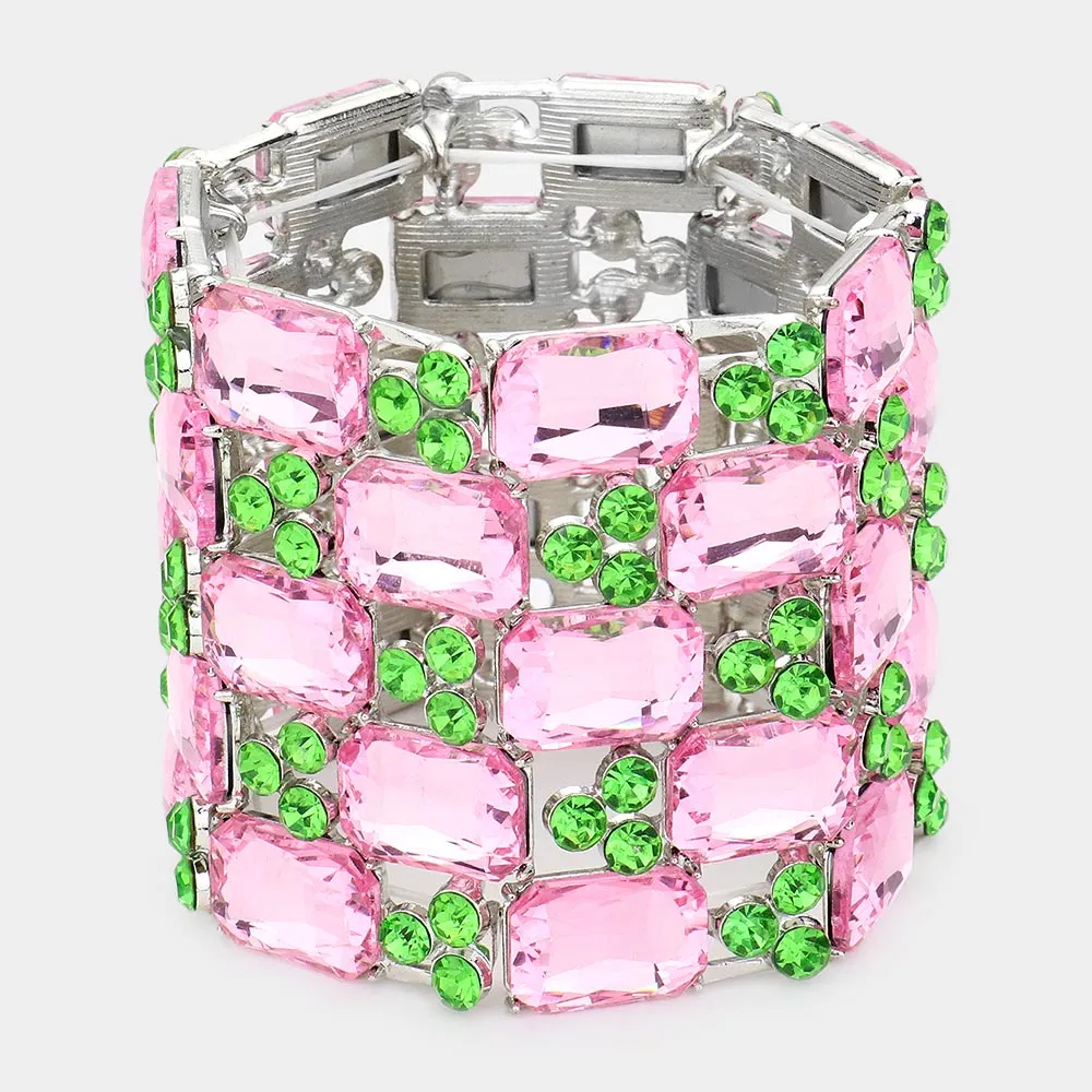 iLLASPARKZ Emerald Cut Crystal Stretch Evening Bracelet