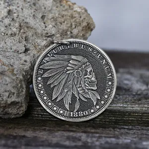 Indian Chief Hobo Nickel Skull Pendant