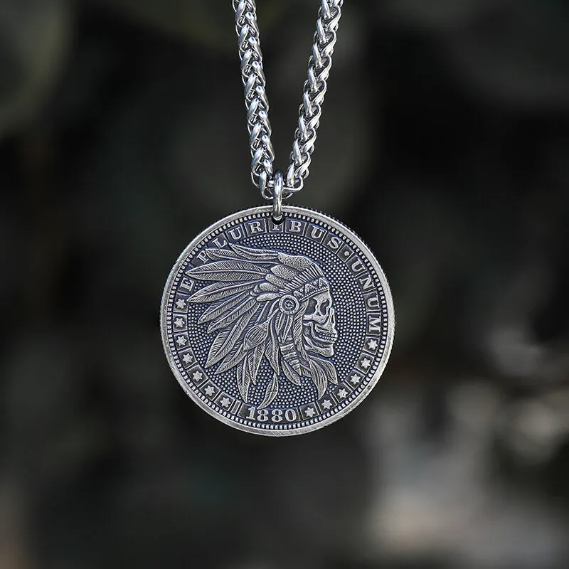 Indian Chief Hobo Nickel Skull Pendant