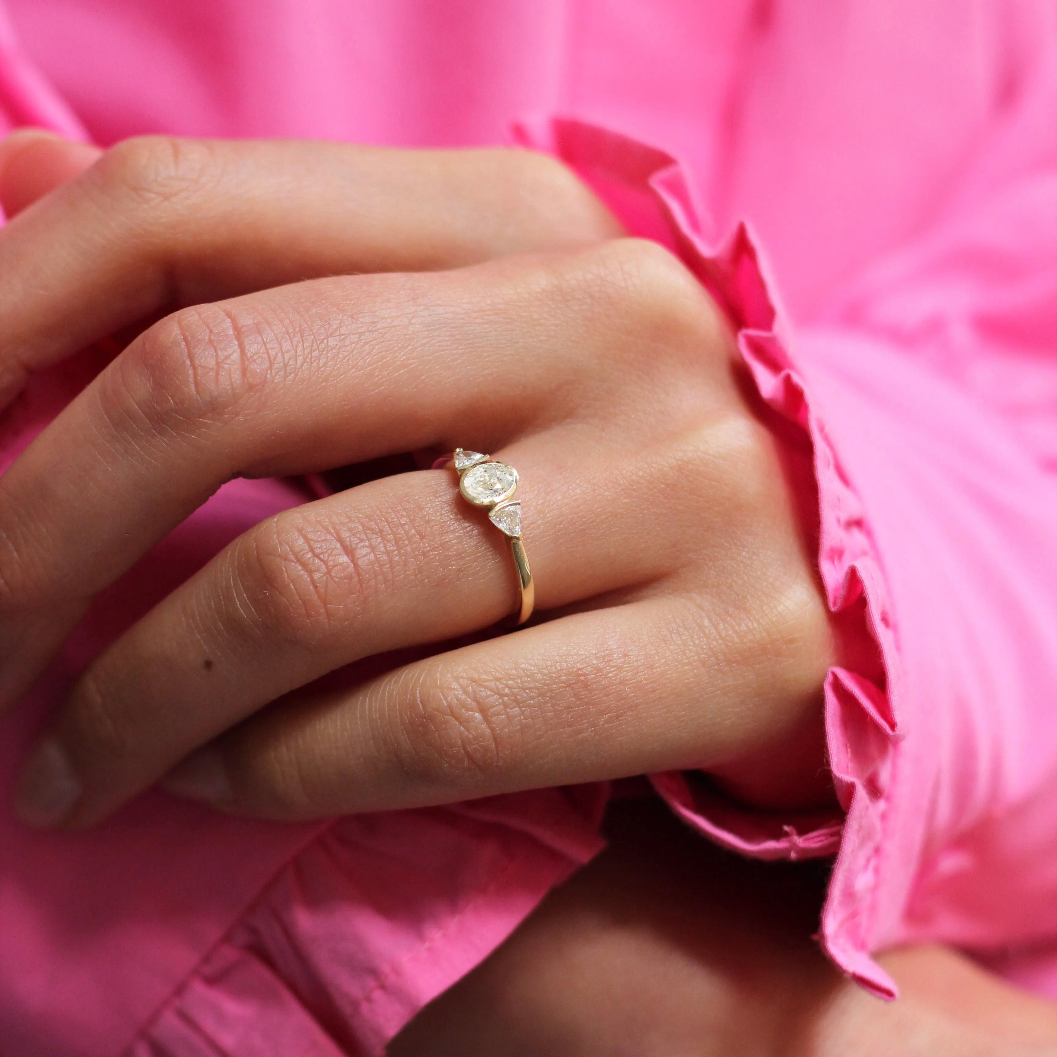 Jasmin Oval Trillion Diamond Ring