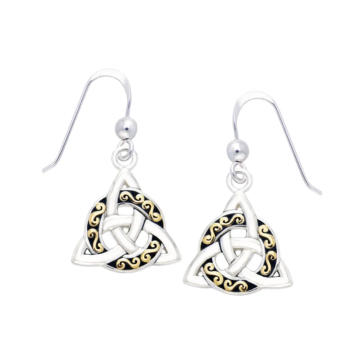 Jewelry Trends Sterling Silver and Gold-Plated Celtic Triquetra Trinity Knot Dangle Earrings