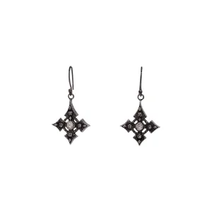 Keith Jack Sterling Silver Raw Diamond .30ctw Black Rhodium Celtic Cross Earrings